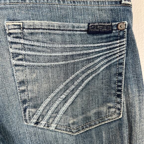 7 Seven For All Mankind Tailorless Dojo Jeans Women's Size 27 Denim Flare HEMMED - Picture 7 of 13